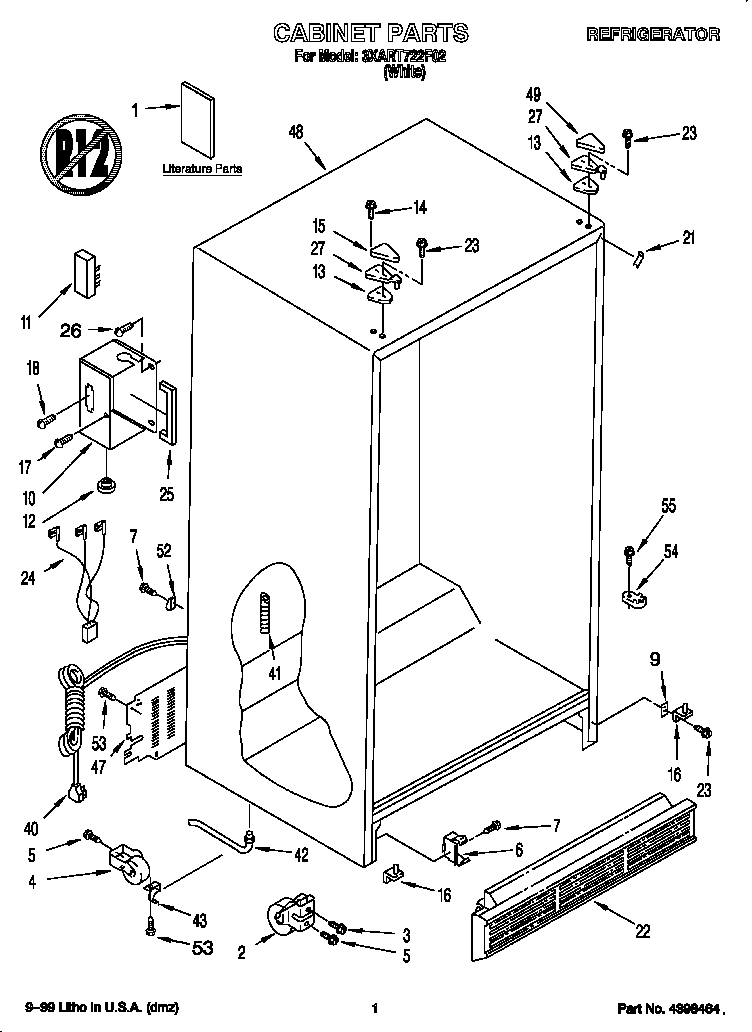 Whirlpool 3XART722F02 cabinet diagram