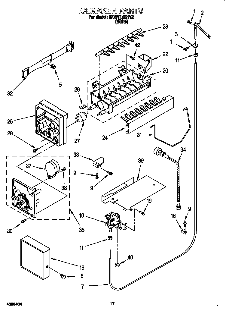 Whirlpool 3XART722F02 icemaker diagram