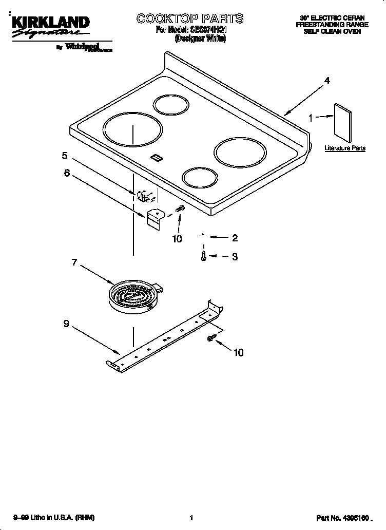 Kirkland SES374HQ1 cooktop diagram