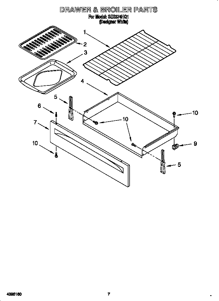 Kirkland SES374HQ1 drawer and broiler diagram