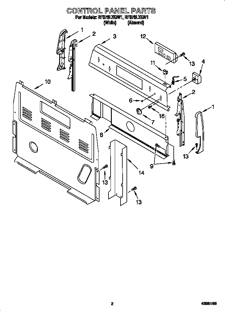 Whirlpool RF376LXGN1 control panel diagram