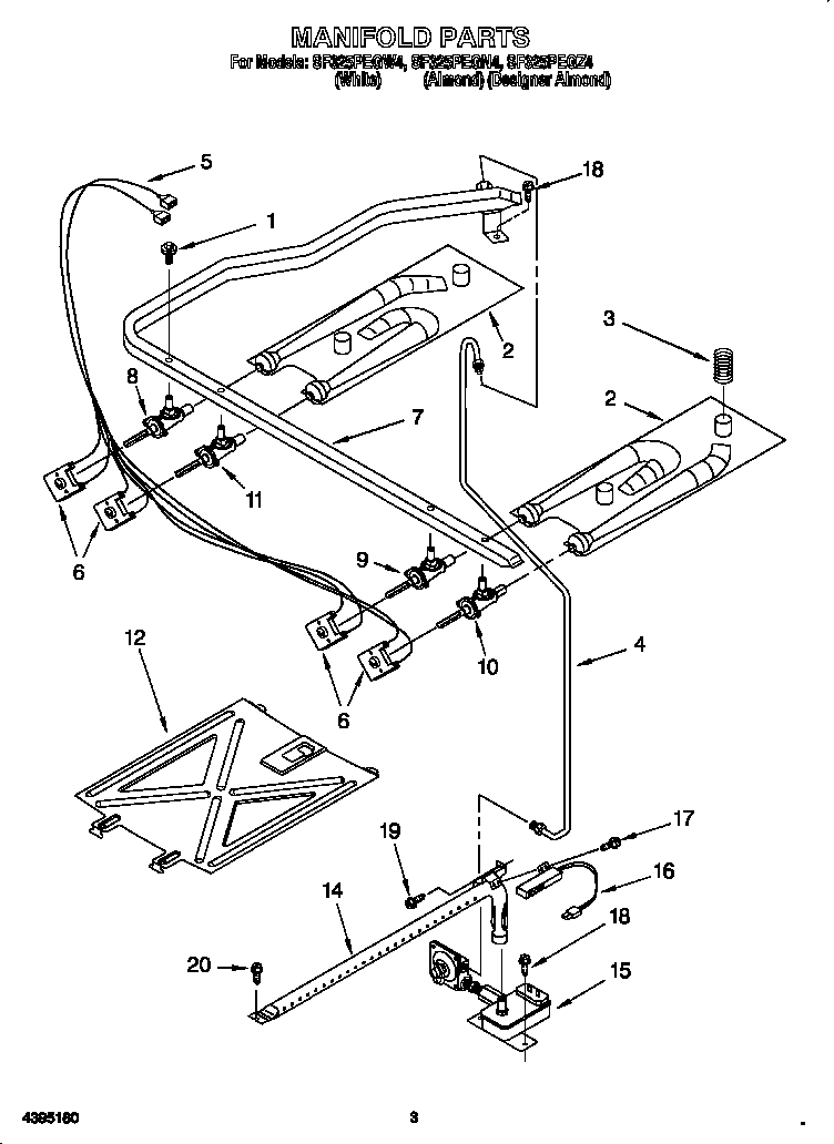 Whirlpool SF325PEGW4 manifold diagram