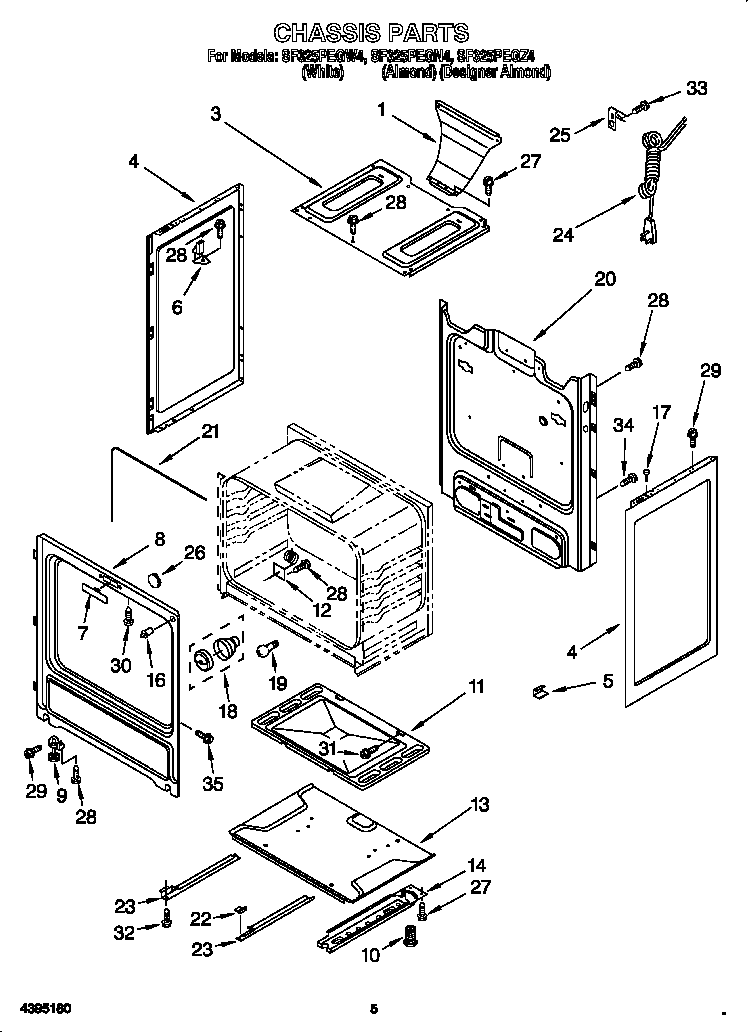 Whirlpool SF325PEGW4 chassis diagram