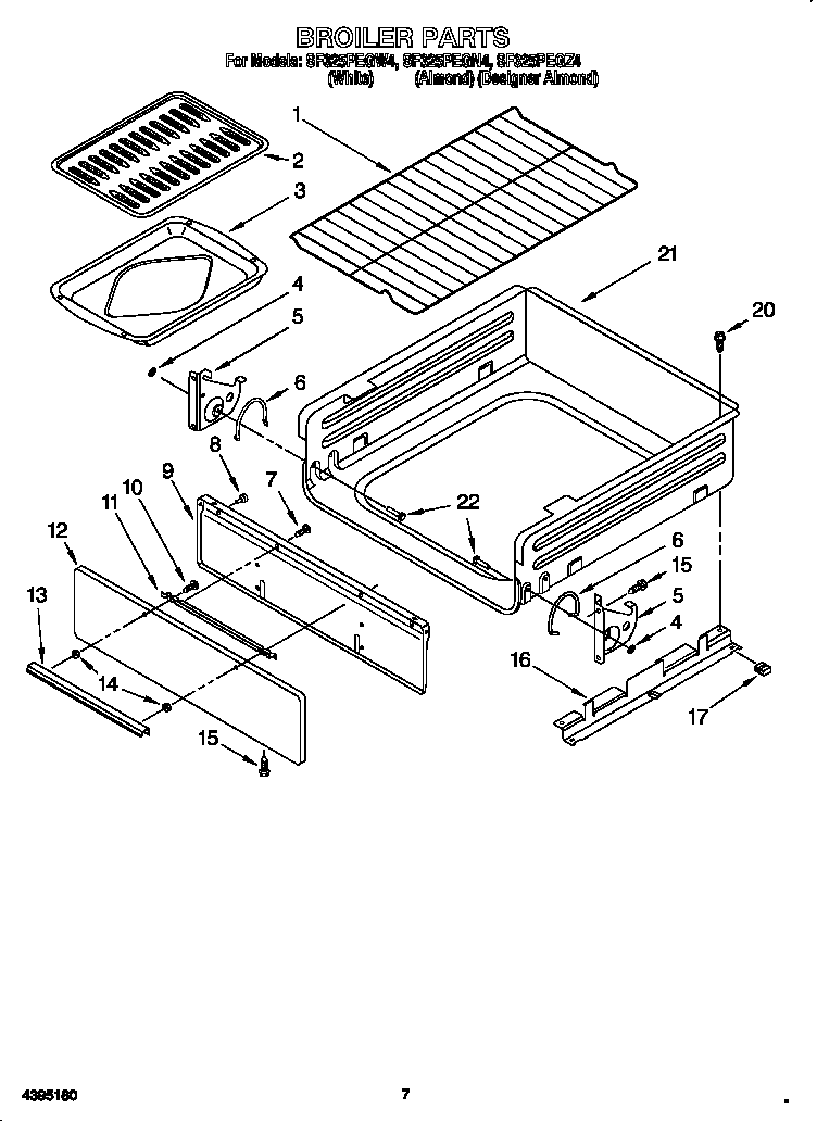 Whirlpool SF325PEGW4 broiler diagram