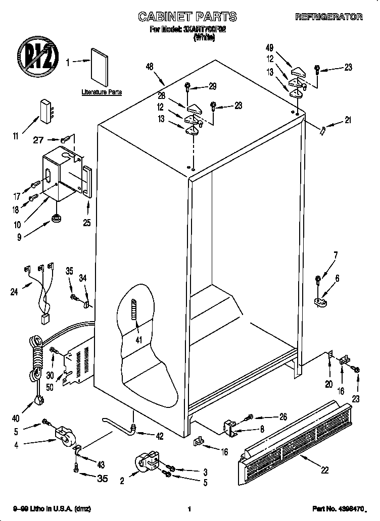 Whirlpool 3XART700F02 cabinet diagram