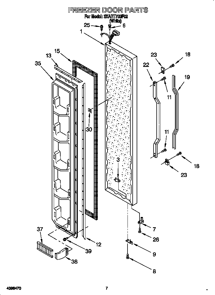 Whirlpool 3XART700F02 freezer door diagram