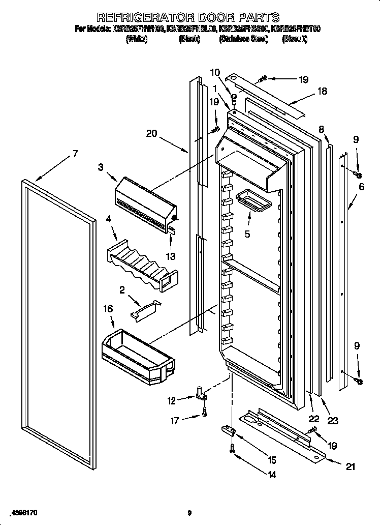 KitchenAid KSRB25FHBT00 refrigerator door diagram