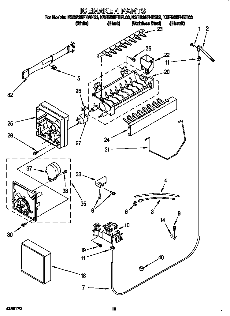 KitchenAid KSRB25FHBT00 icemaker diagram