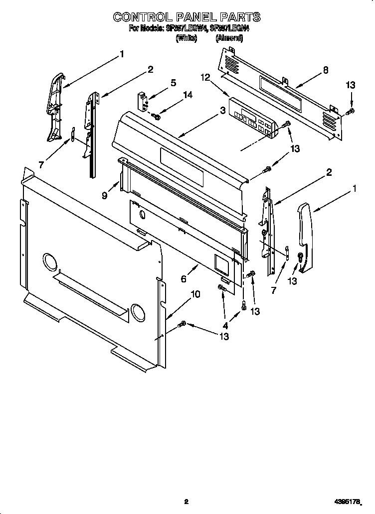 Whirlpool SF387LEGW4 control panel diagram