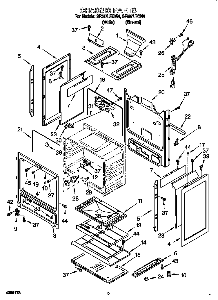 Whirlpool SF387LEGW4 chassis diagram