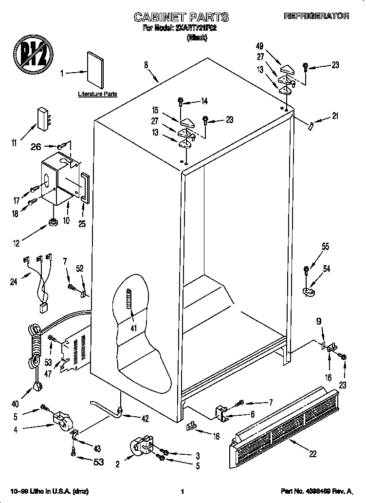 Whirlpool 3XART721F02 cabinet diagram