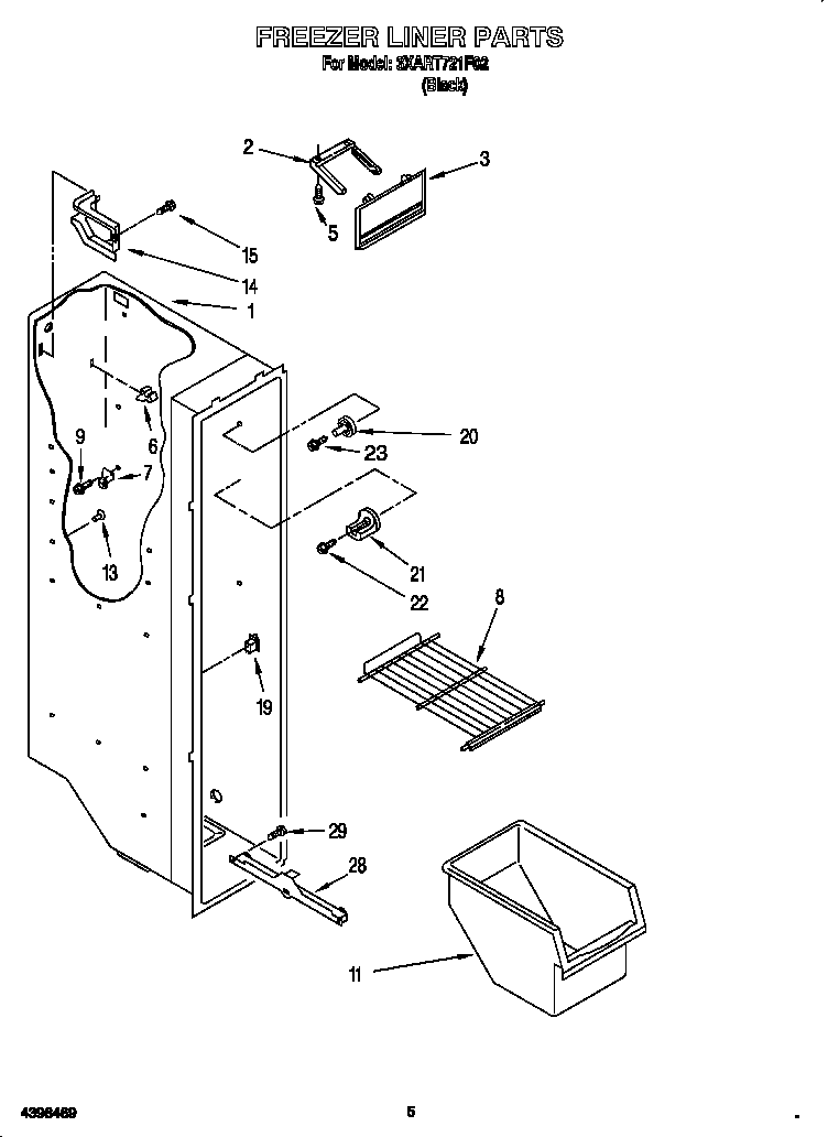 Whirlpool 3XART721F02 freezer liner diagram