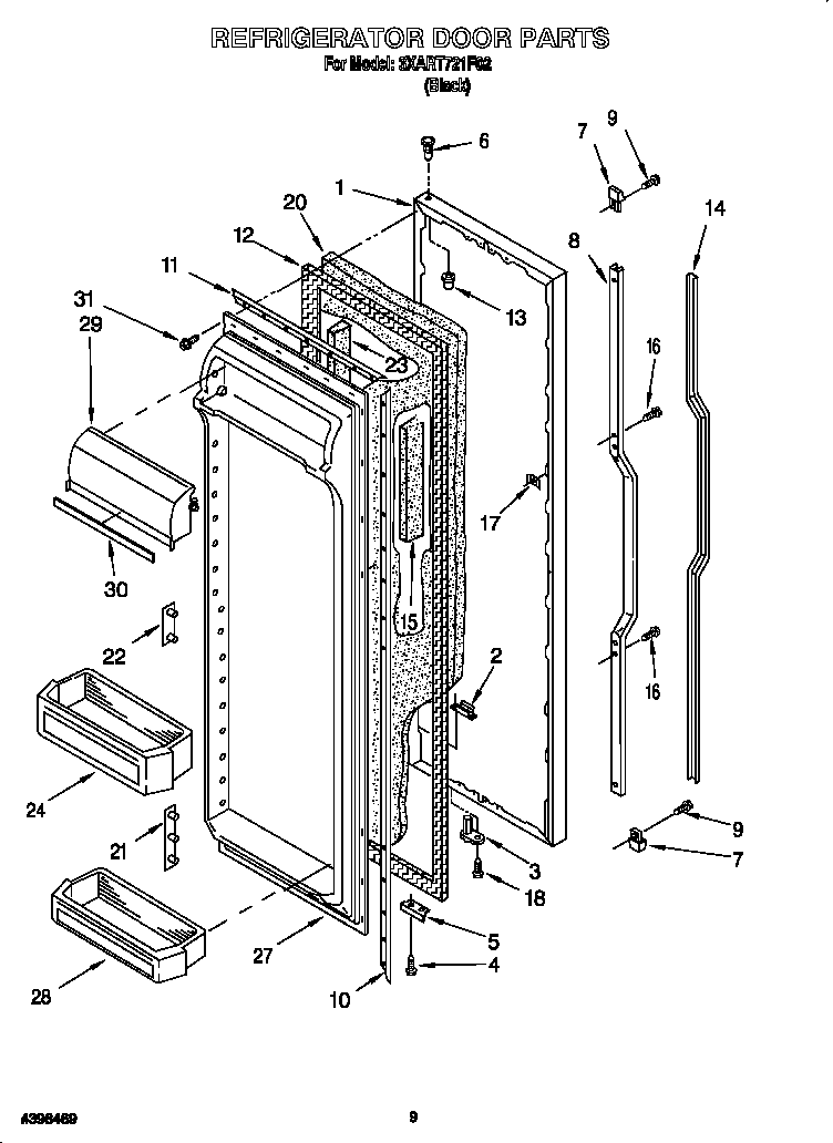 Whirlpool 3XART721F02 refrigerator door diagram