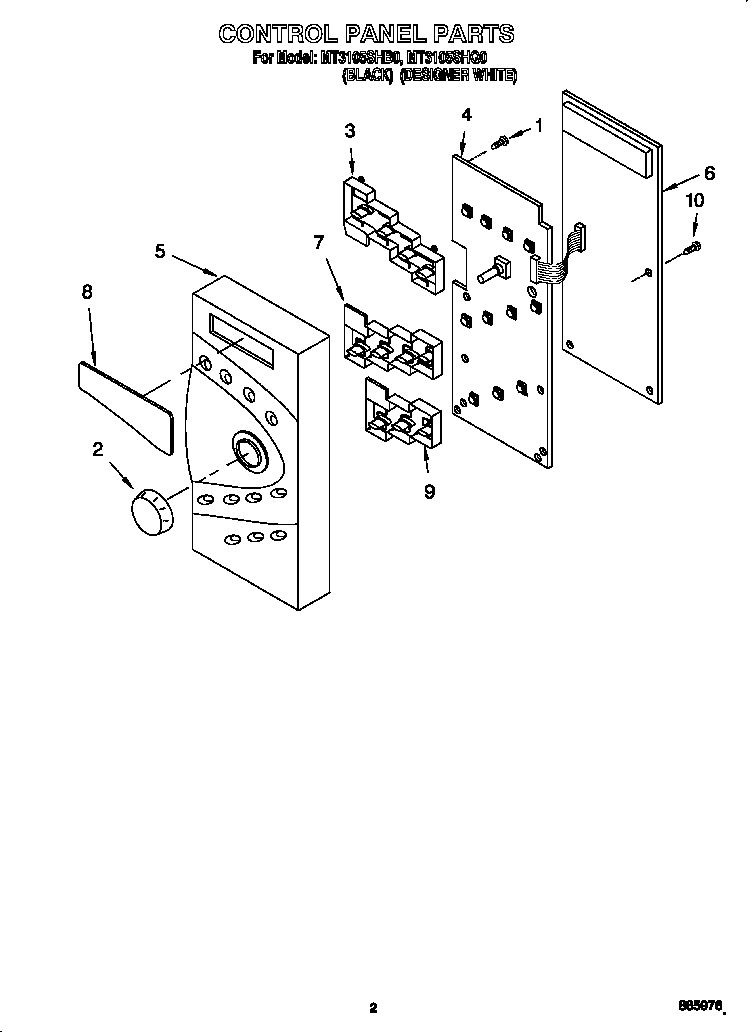 Whirlpool MT3105SHQ0 control panel diagram