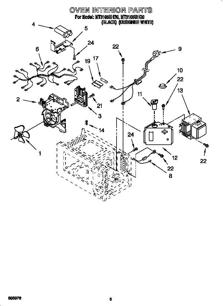 Whirlpool MT3105SHQ0 oven interior diagram