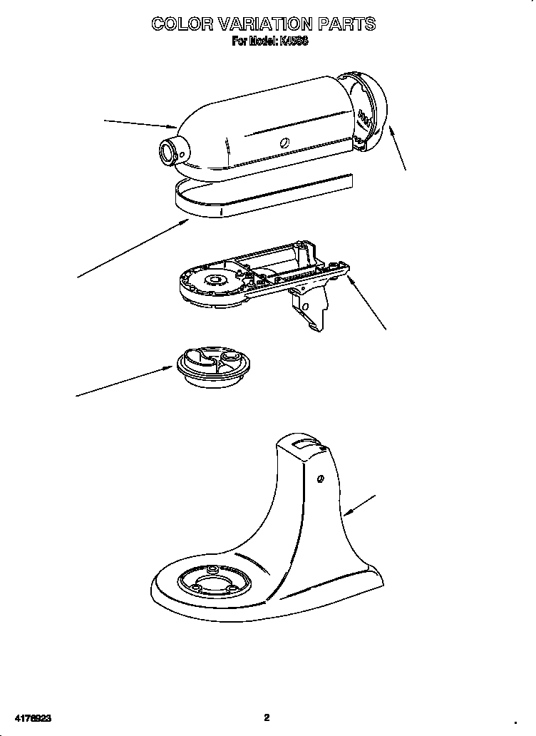 KitchenAid K45SS color variation diagram