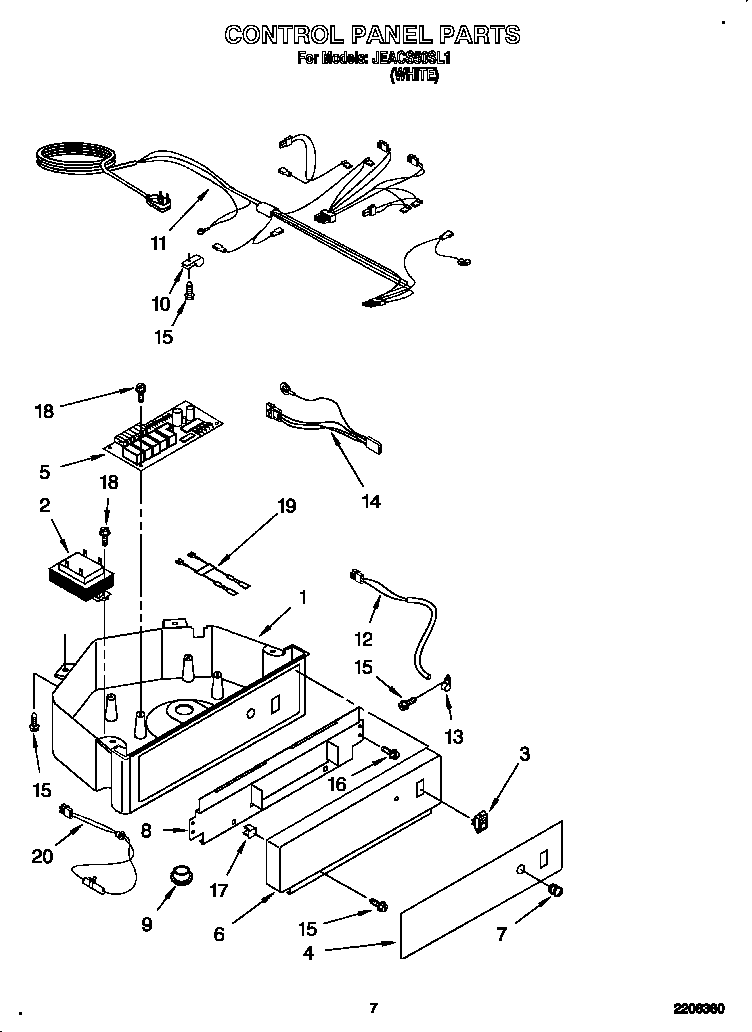 Whirlpool JEAC50SL1 control panel diagram