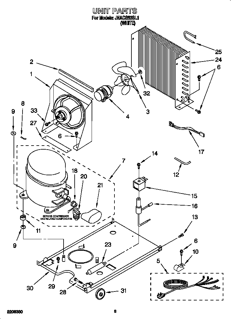 Whirlpool JEAC50SL1 unit diagram