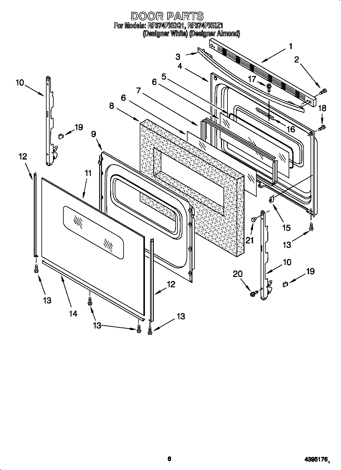 Whirlpool RF374PXGQ1 door diagram