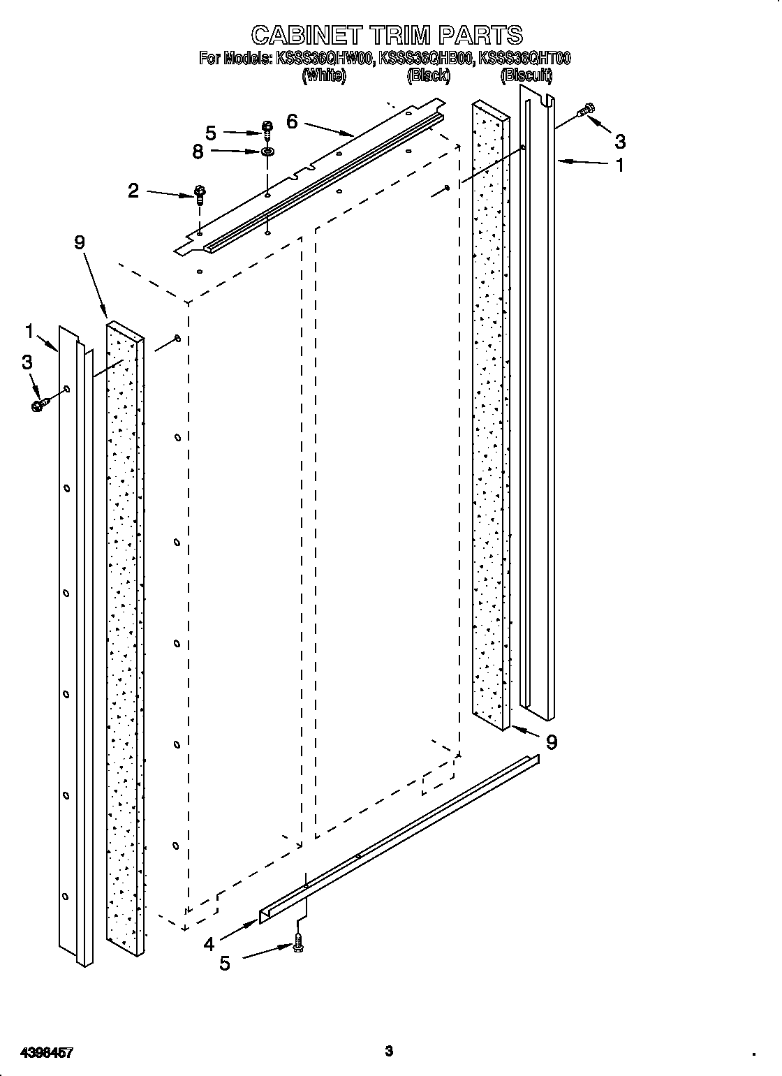 KitchenAid KSSS36QHT00 cabinet trim diagram