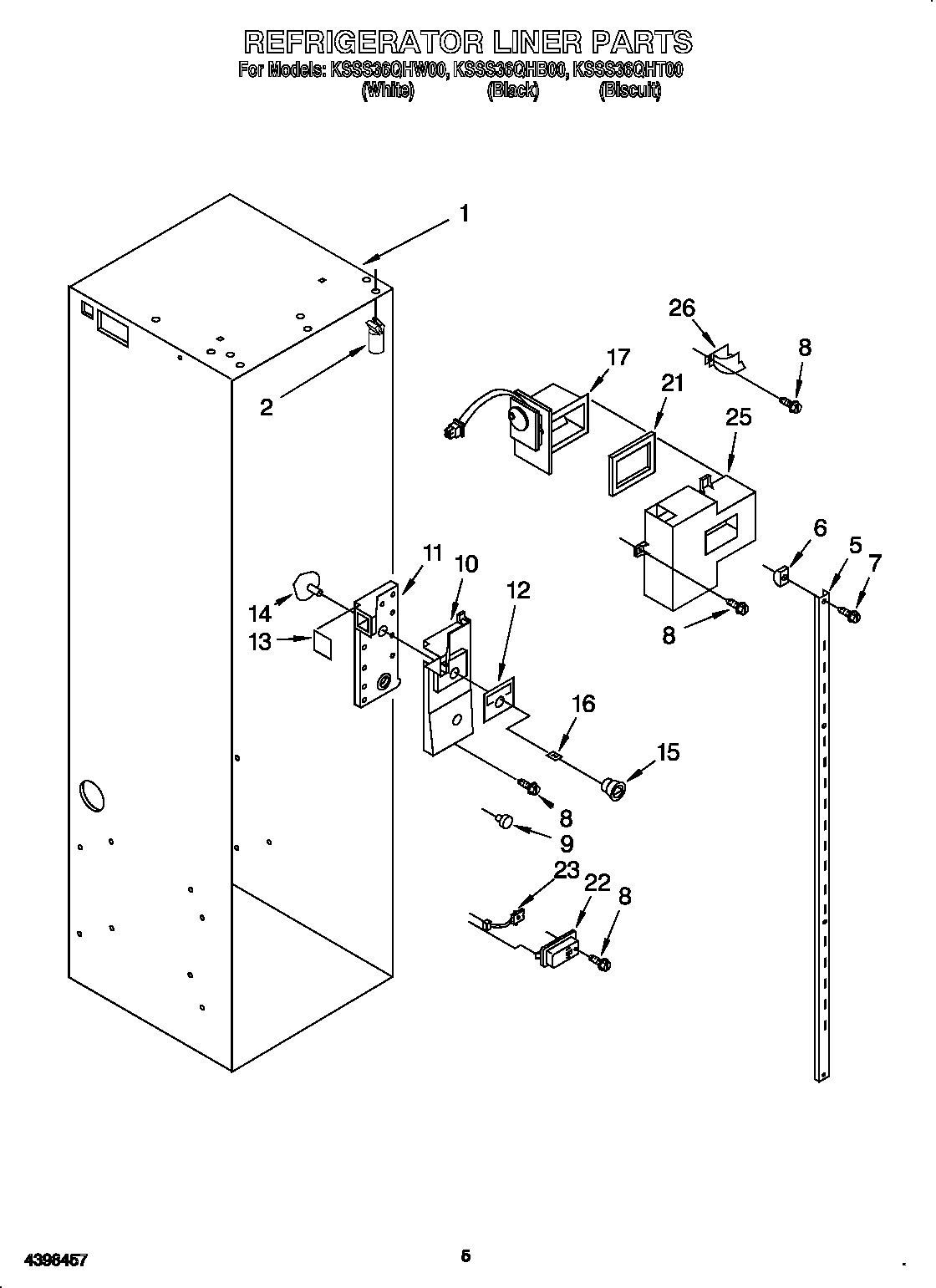 KitchenAid KSSS36QHT00 refrigerator liner diagram