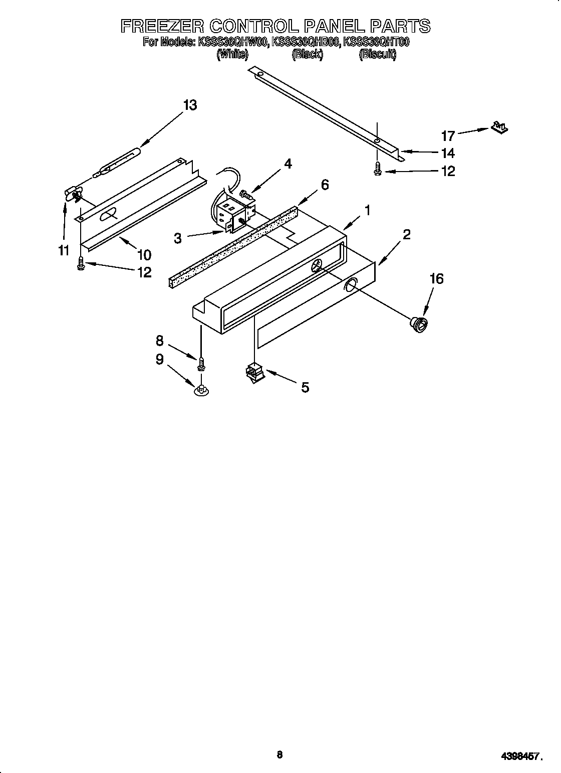 KitchenAid KSSS36QHT00 freezer control panel diagram