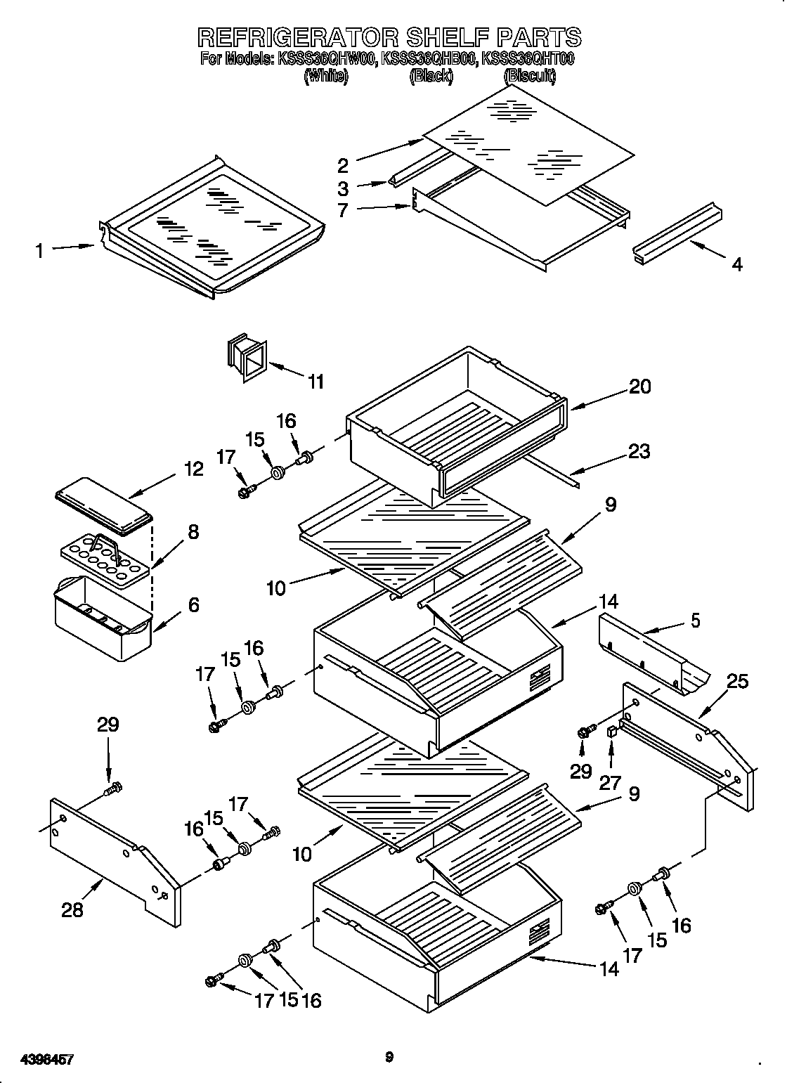KitchenAid KSSS36QHT00 refrigerator shelf diagram