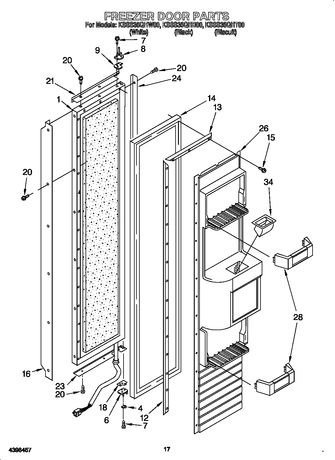 KitchenAid KSSS36QHT00 freezer door diagram