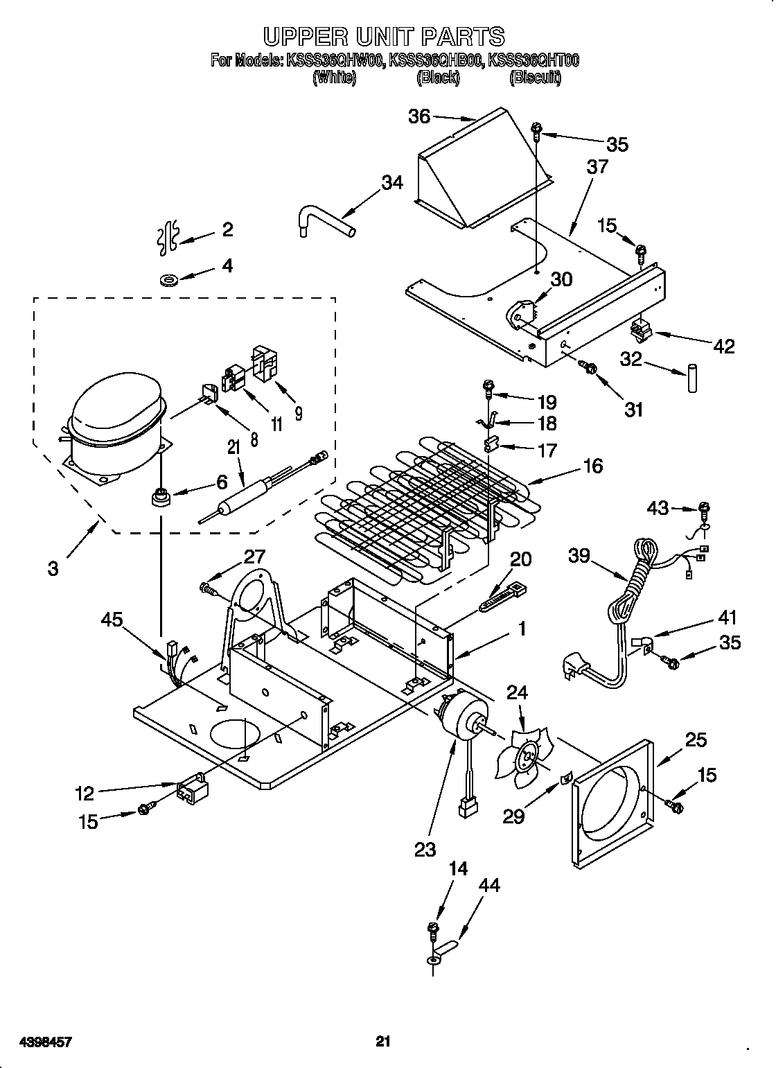 KitchenAid KSSS36QHT00 upper unit diagram