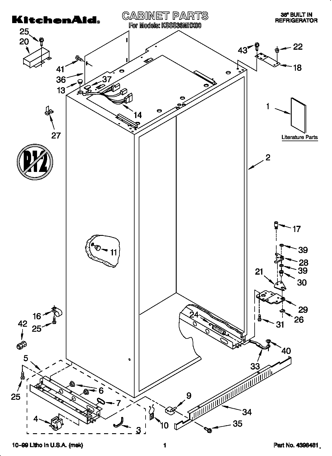 KitchenAid KSSS36MHX00 cabinet diagram