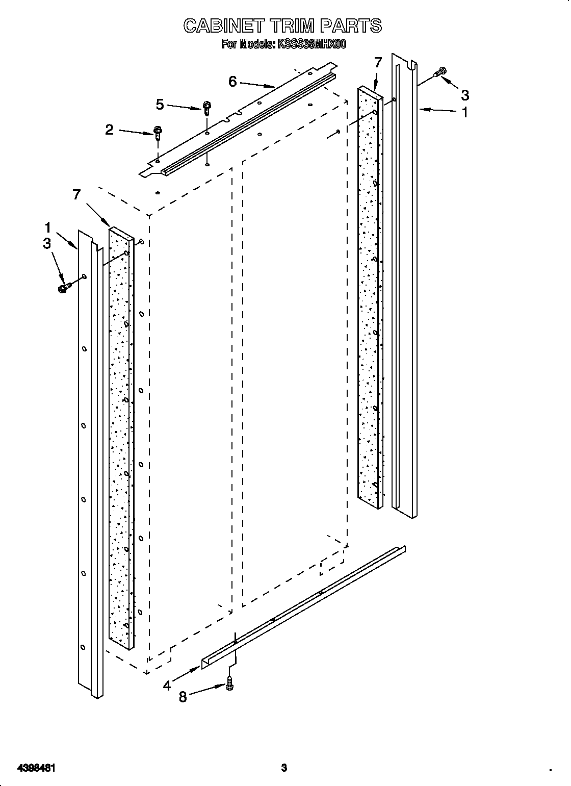 KitchenAid KSSS36MHX00 cabinet trim diagram