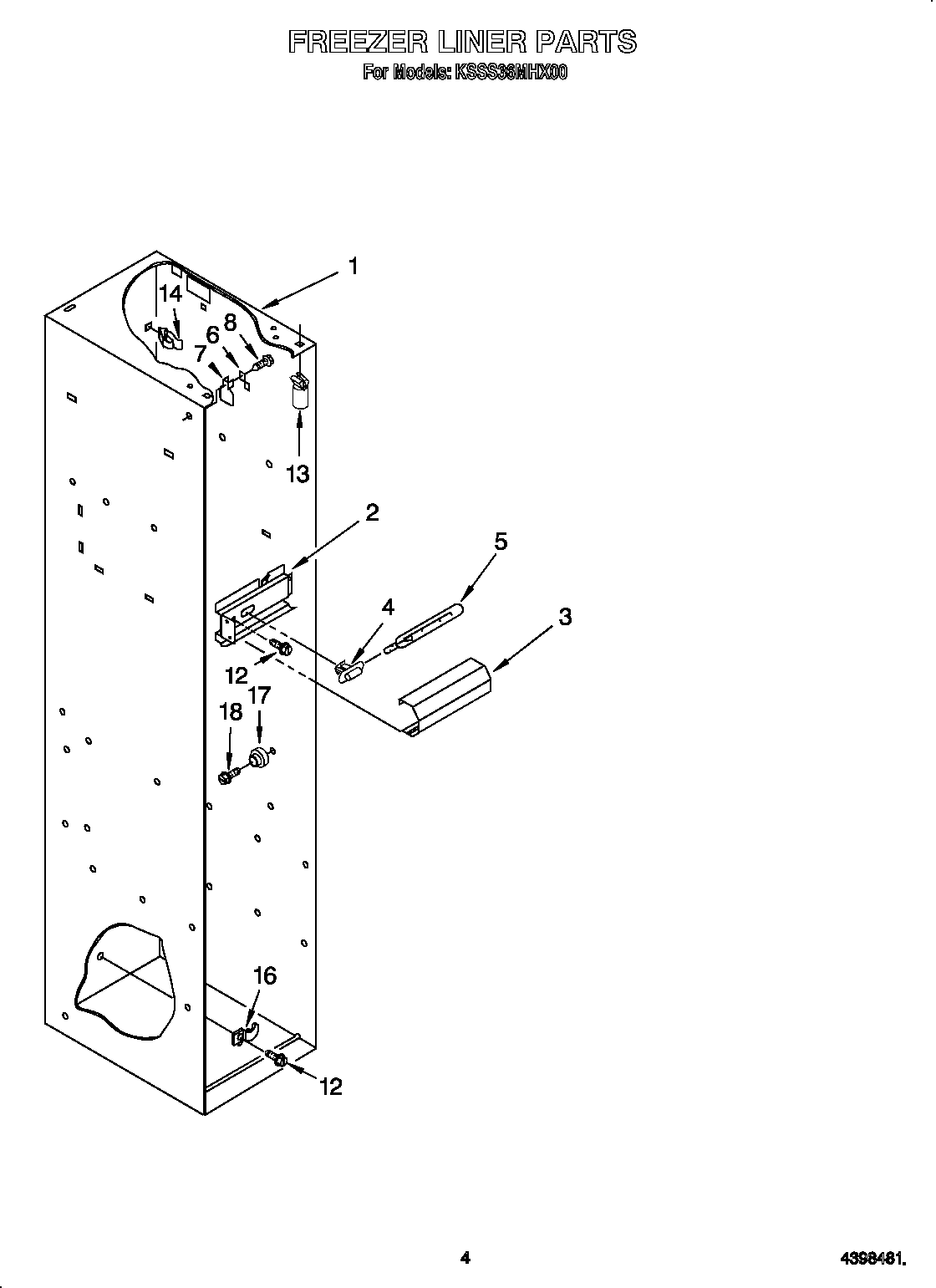 KitchenAid KSSS36MHX00 freezer liner diagram