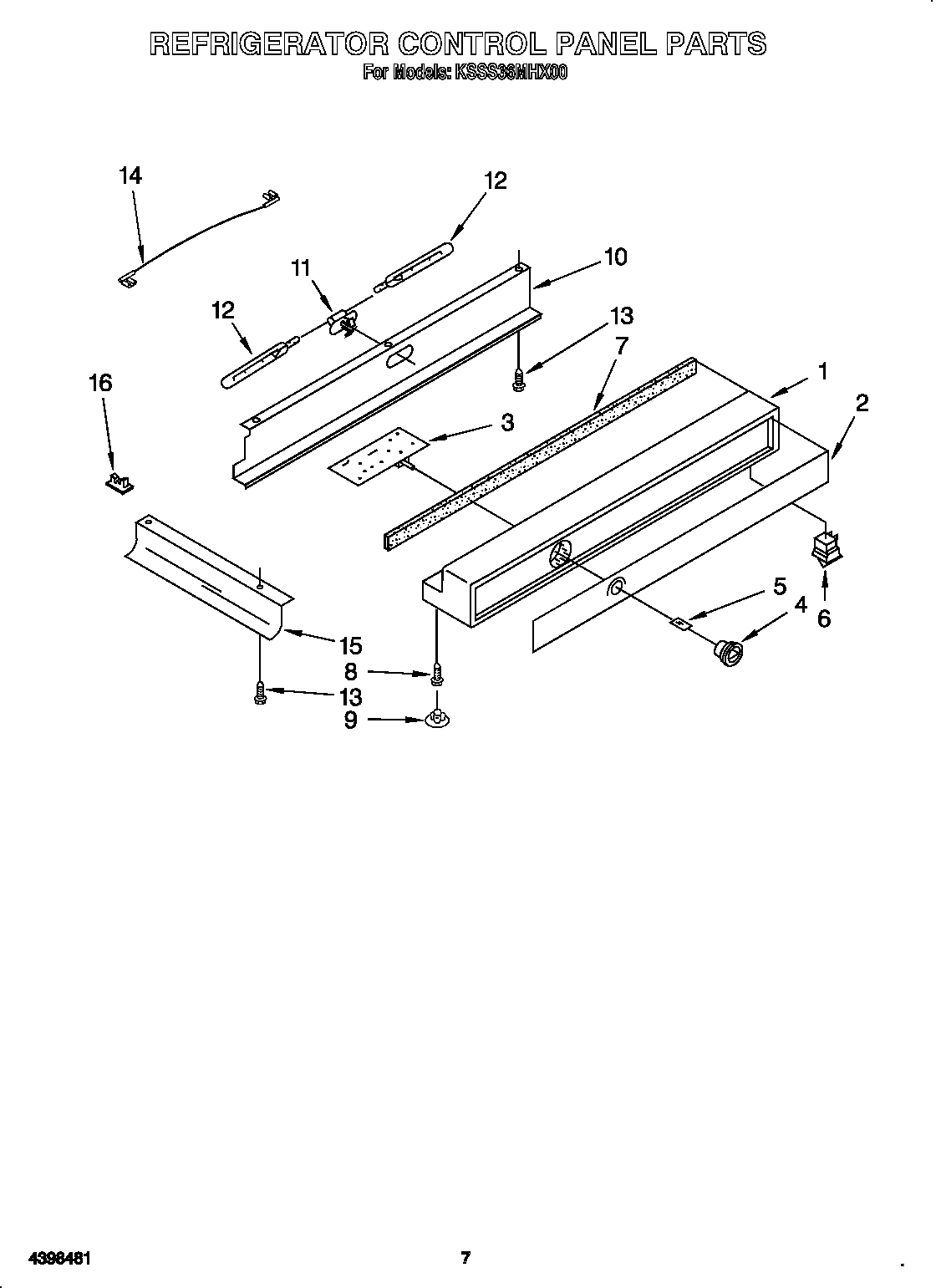 KitchenAid KSSS36MHX00 refrigerator control panel diagram