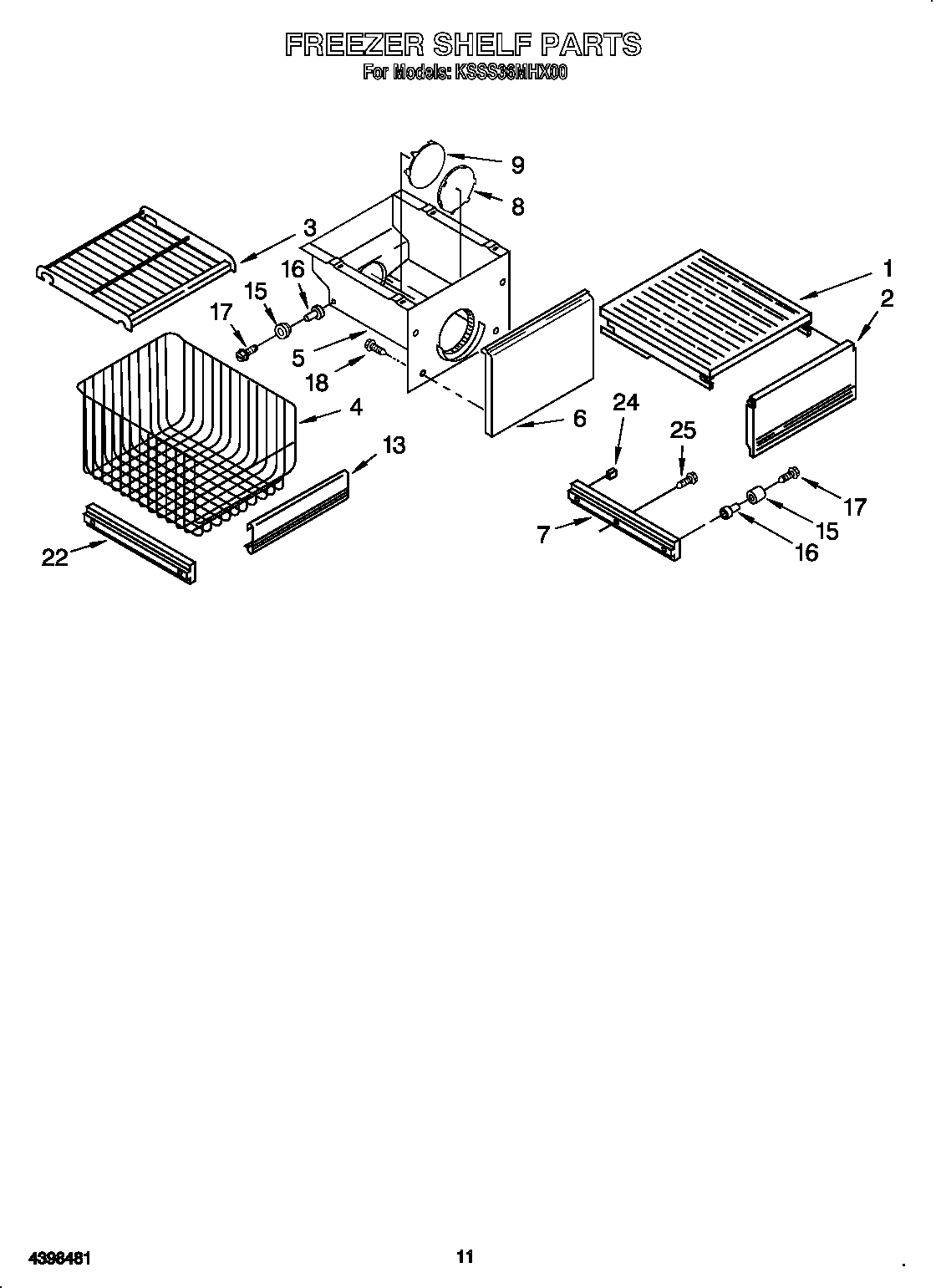 KitchenAid KSSS36MHX00 freezer shelf diagram