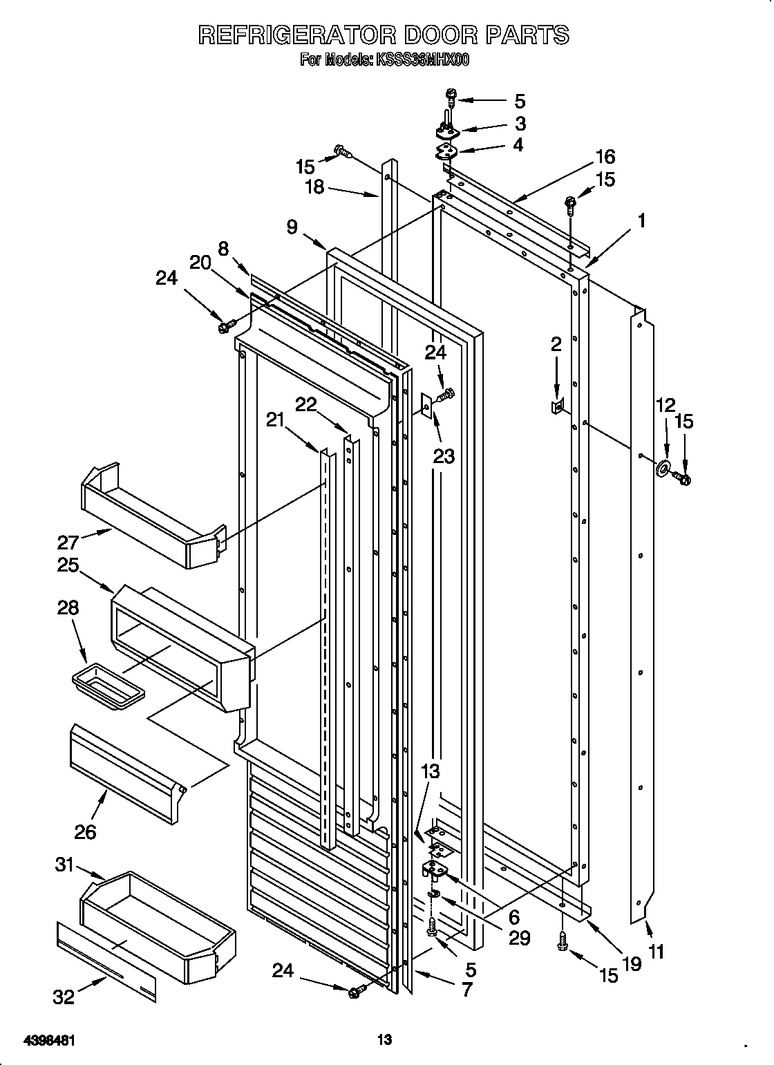 KitchenAid KSSS36MHX00 refrigerator door diagram