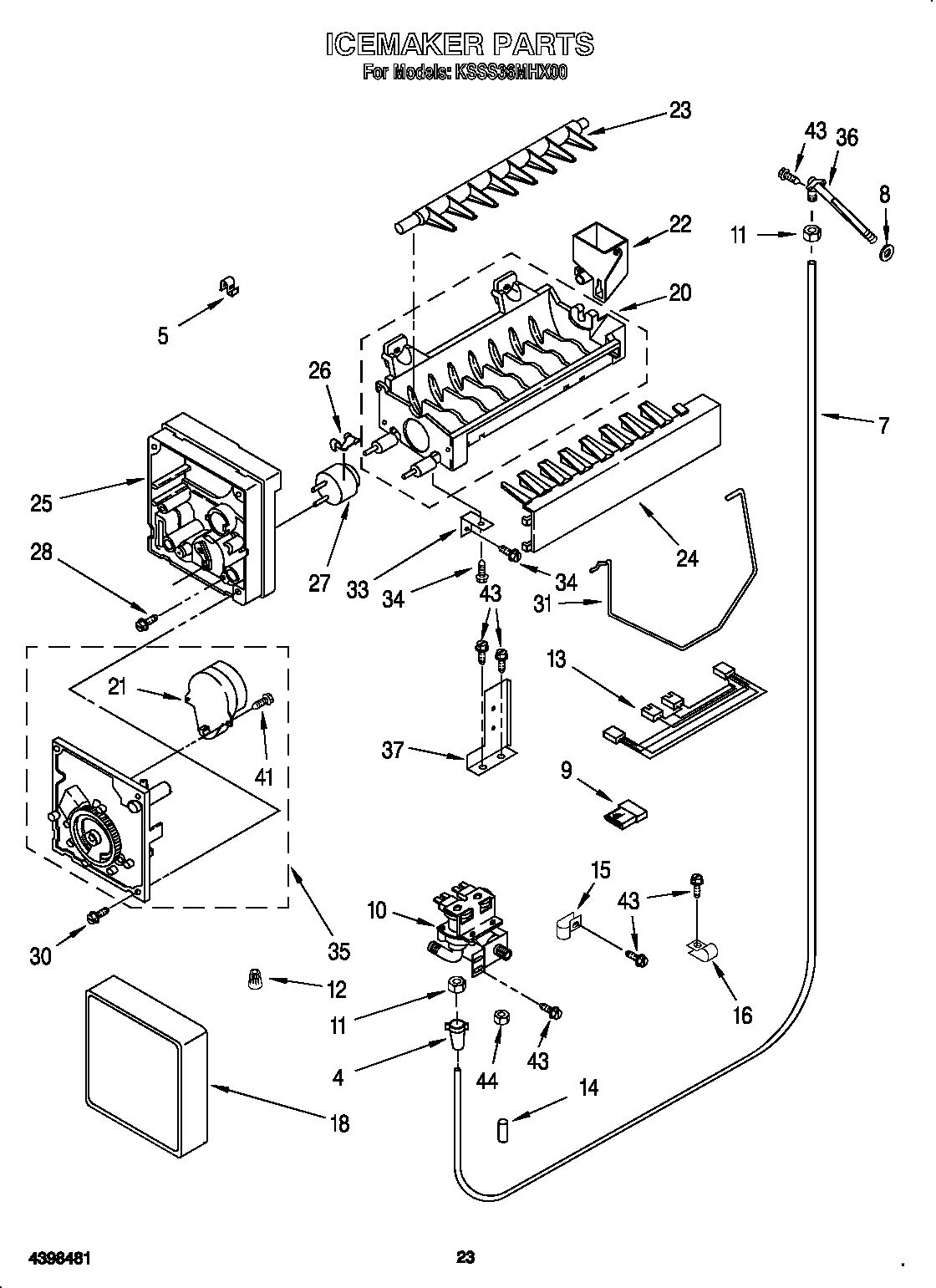 KitchenAid KSSS36MHX00 icemaker diagram
