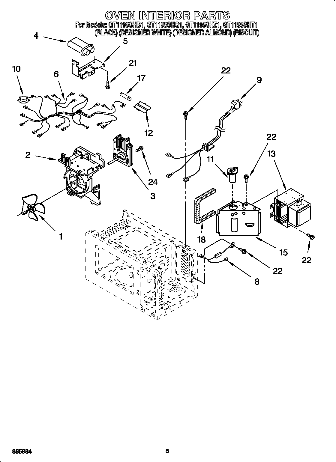 Whirlpool GT1195SHT1 oven interior diagram