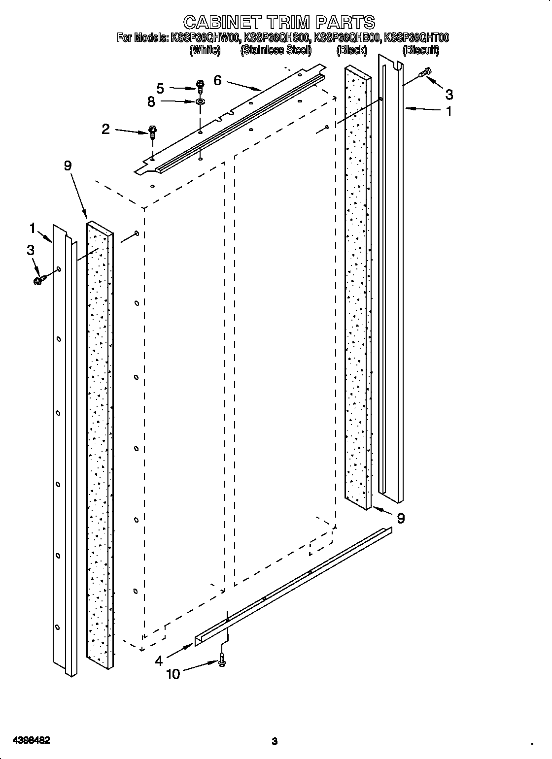 KitchenAid KSSP36QHS00 cabinet trim diagram