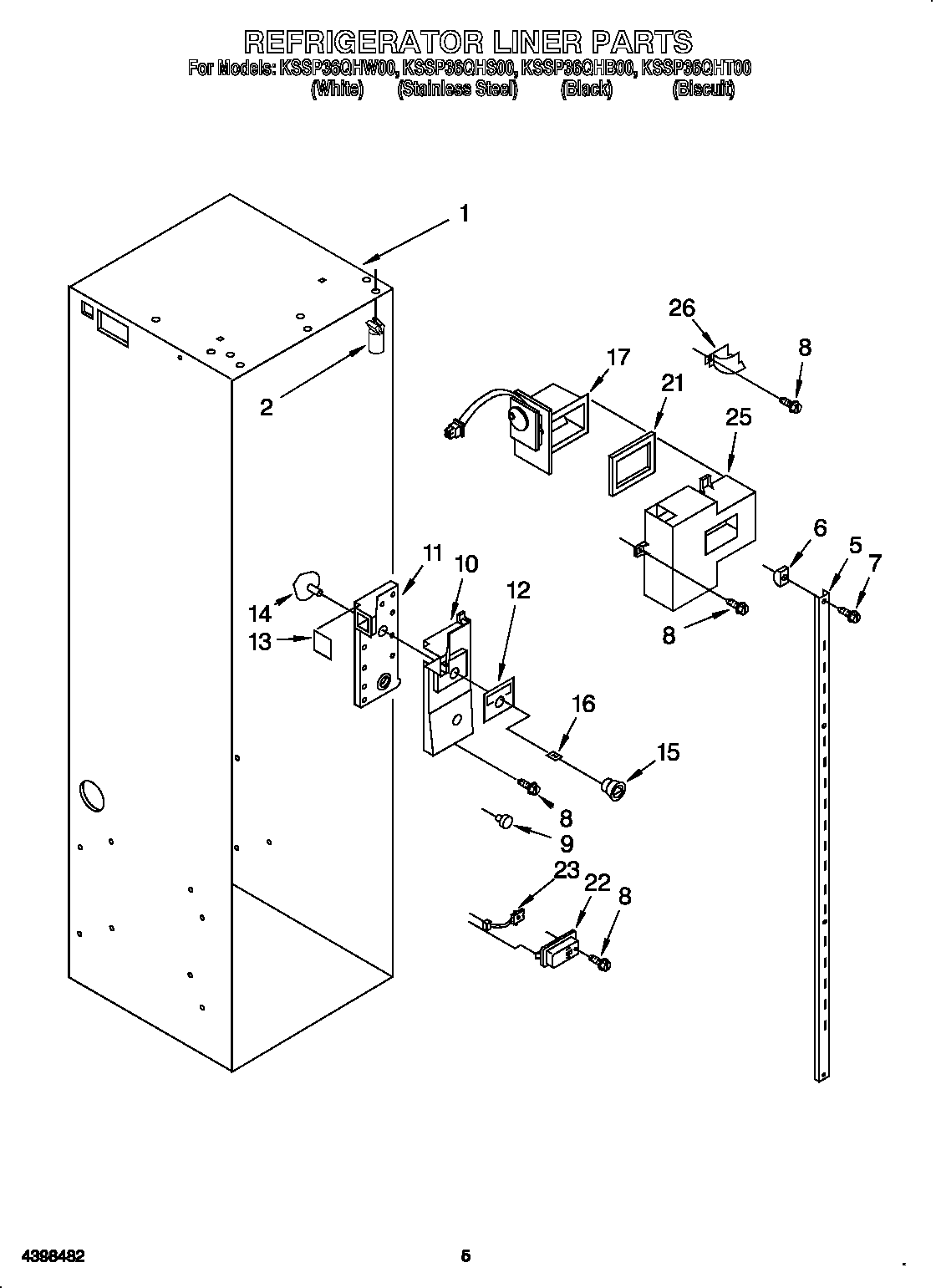KitchenAid KSSP36QHS00 refrigerator liner diagram