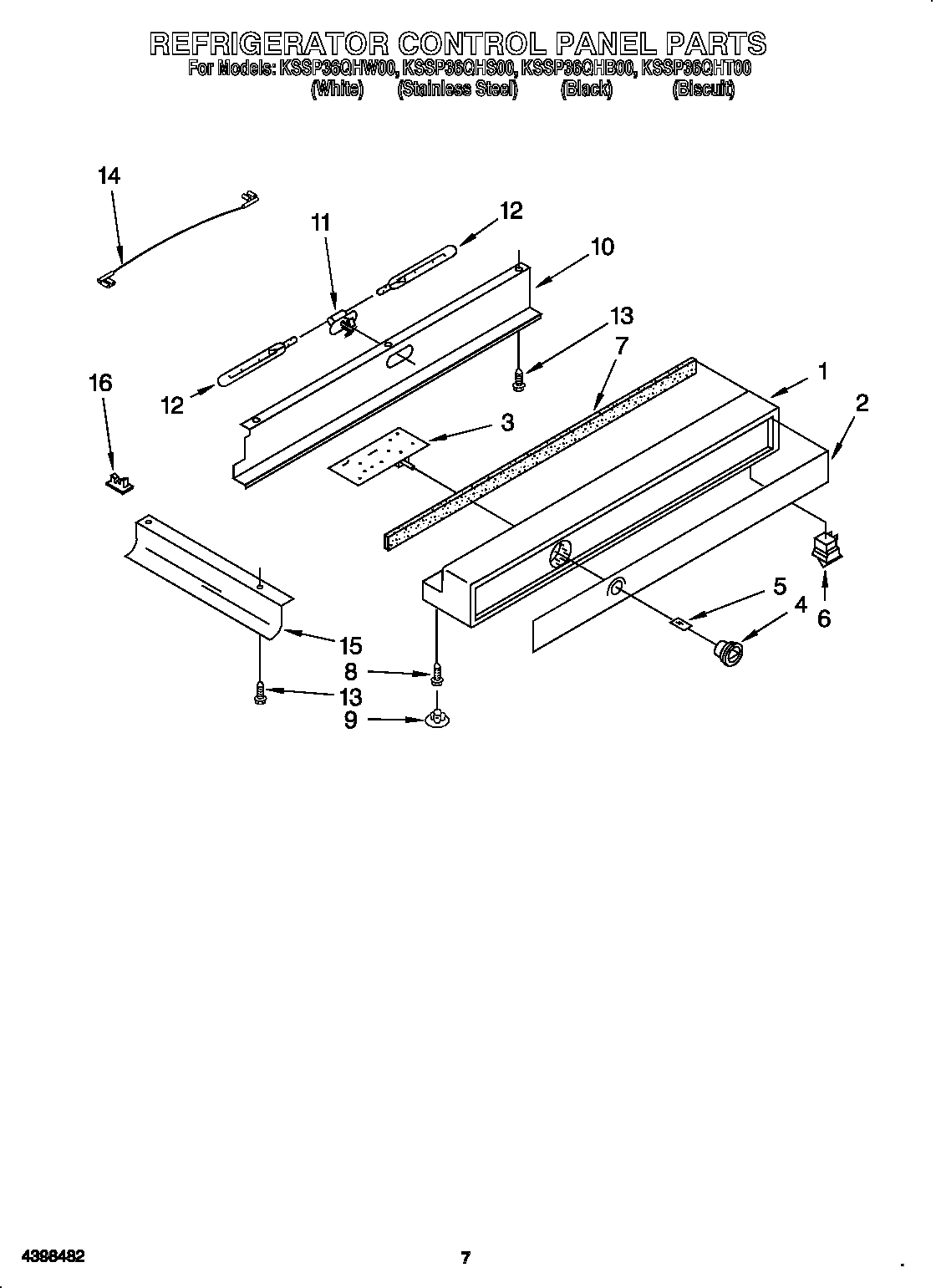 KitchenAid KSSP36QHS00 refrigerator control panel diagram