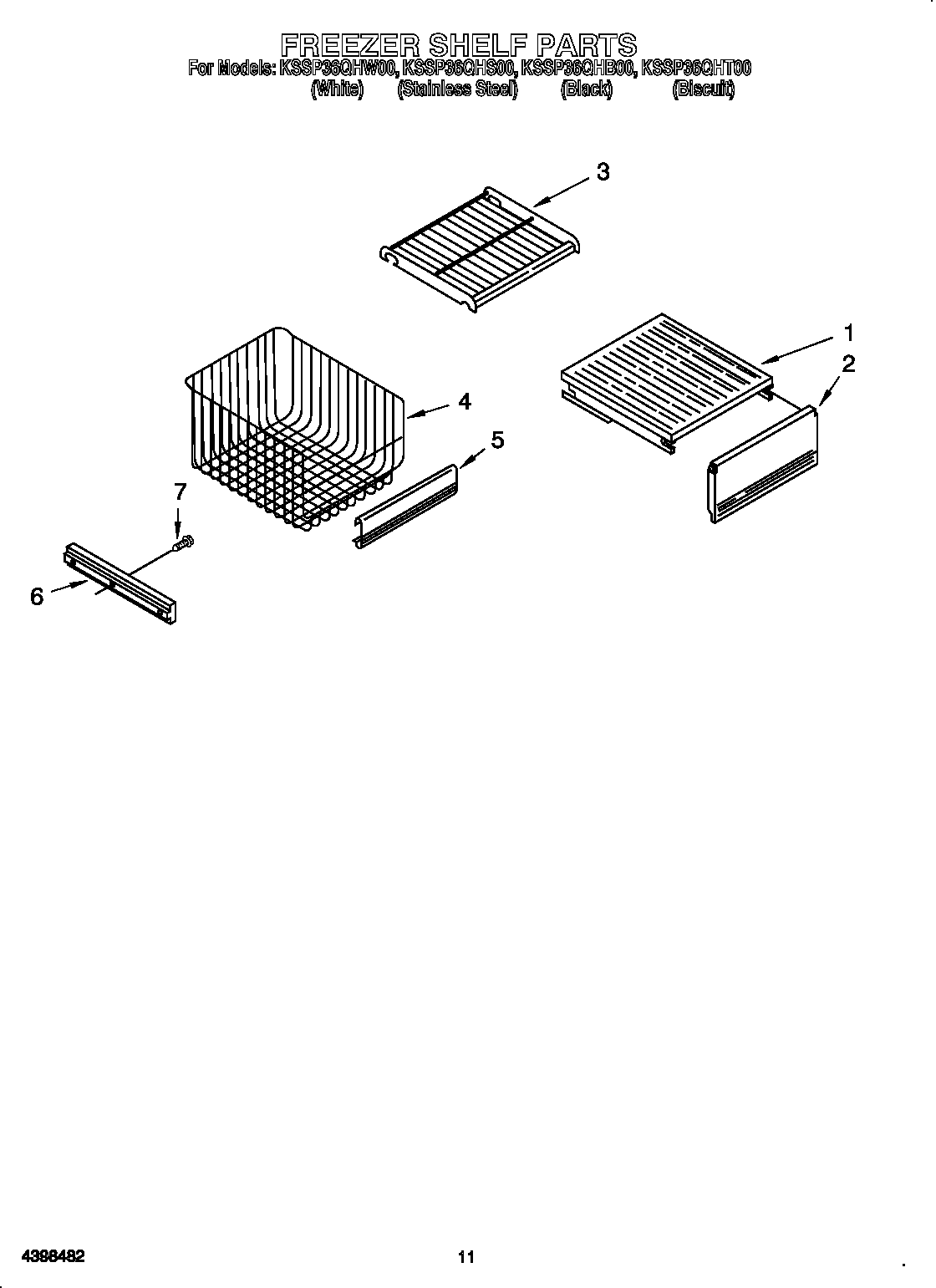 KitchenAid KSSP36QHS00 freezer shelf diagram
