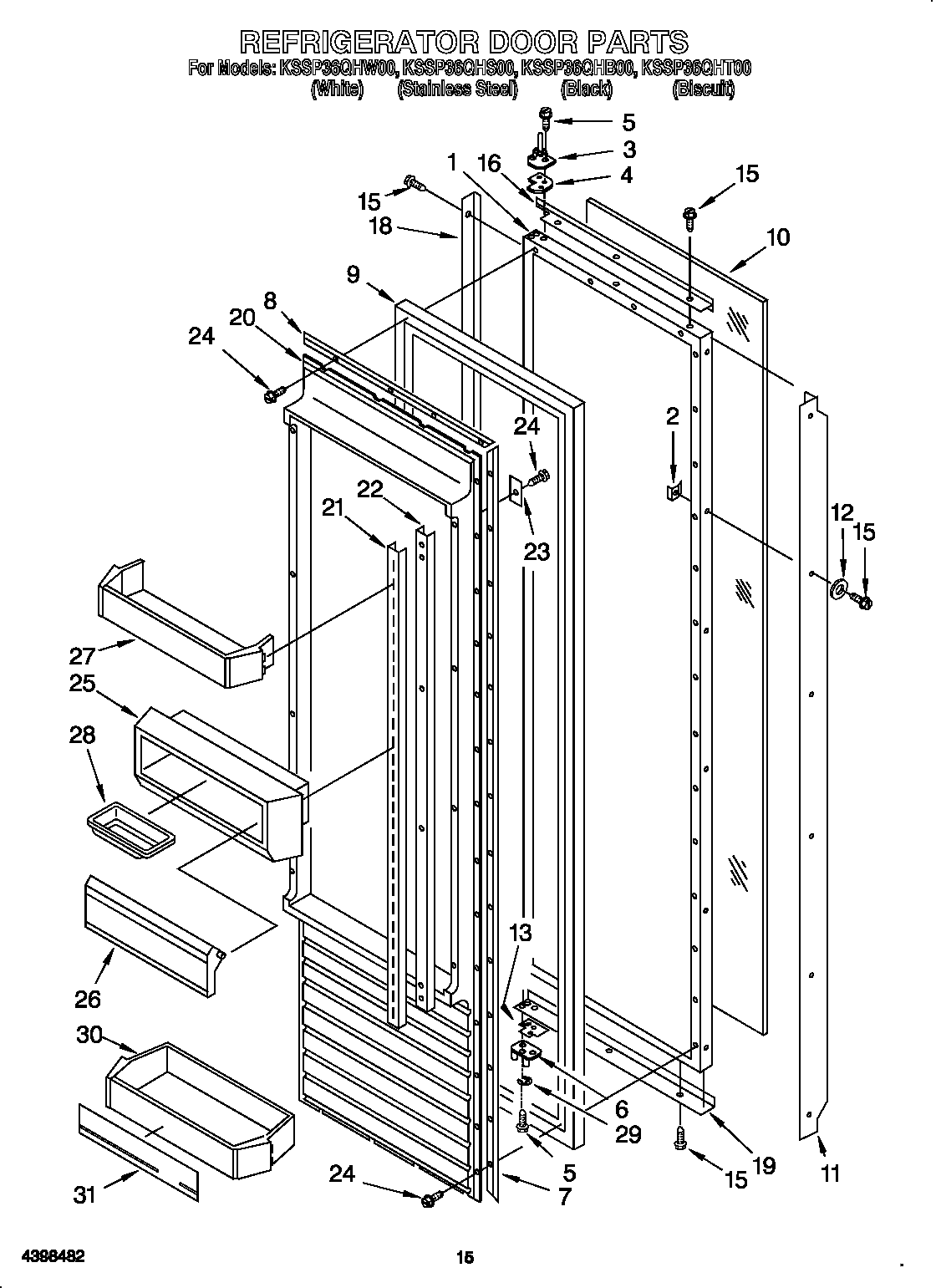 KitchenAid KSSP36QHS00 refrigerator door diagram