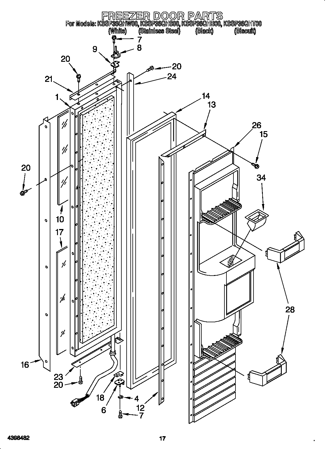 KitchenAid KSSP36QHS00 freezer door diagram