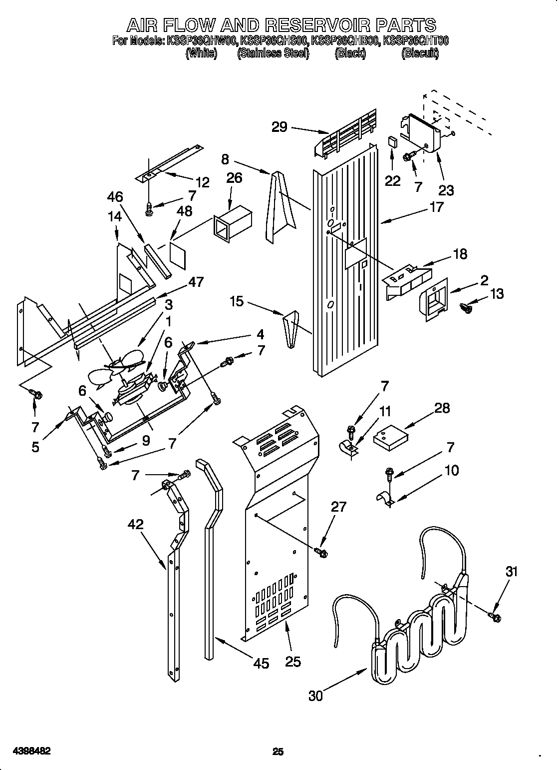 KitchenAid KSSP36QHS00 airflow and reservoir diagram