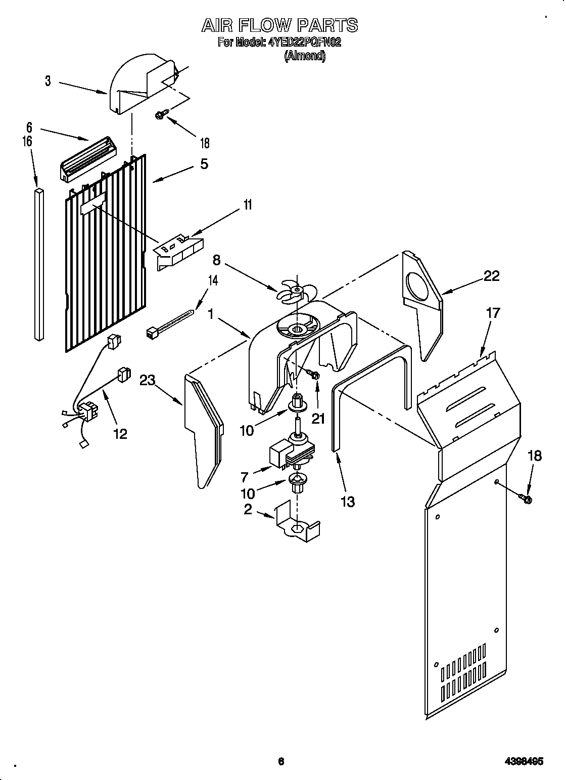 Whirlpool 4YED22PQFN02 air flow diagram
