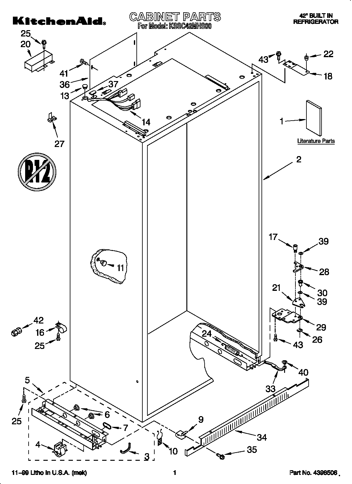 KitchenAid KSSC42MHS00 cabinet diagram