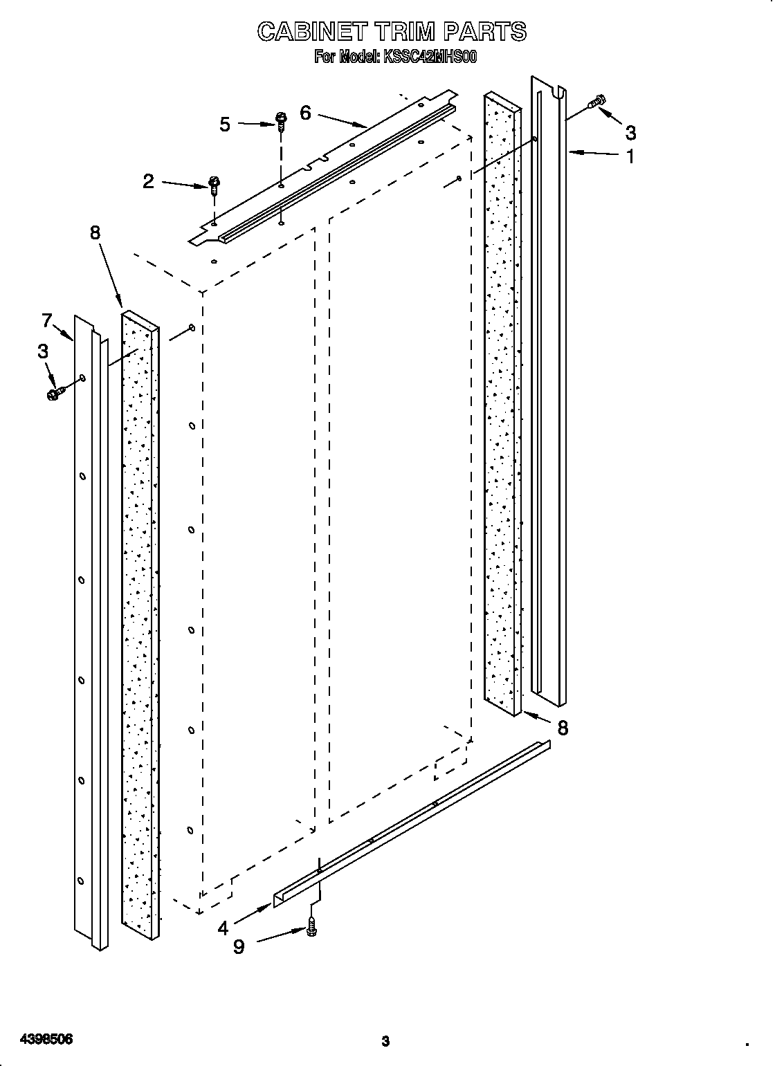 KitchenAid KSSC42MHS00 cabinet trim diagram