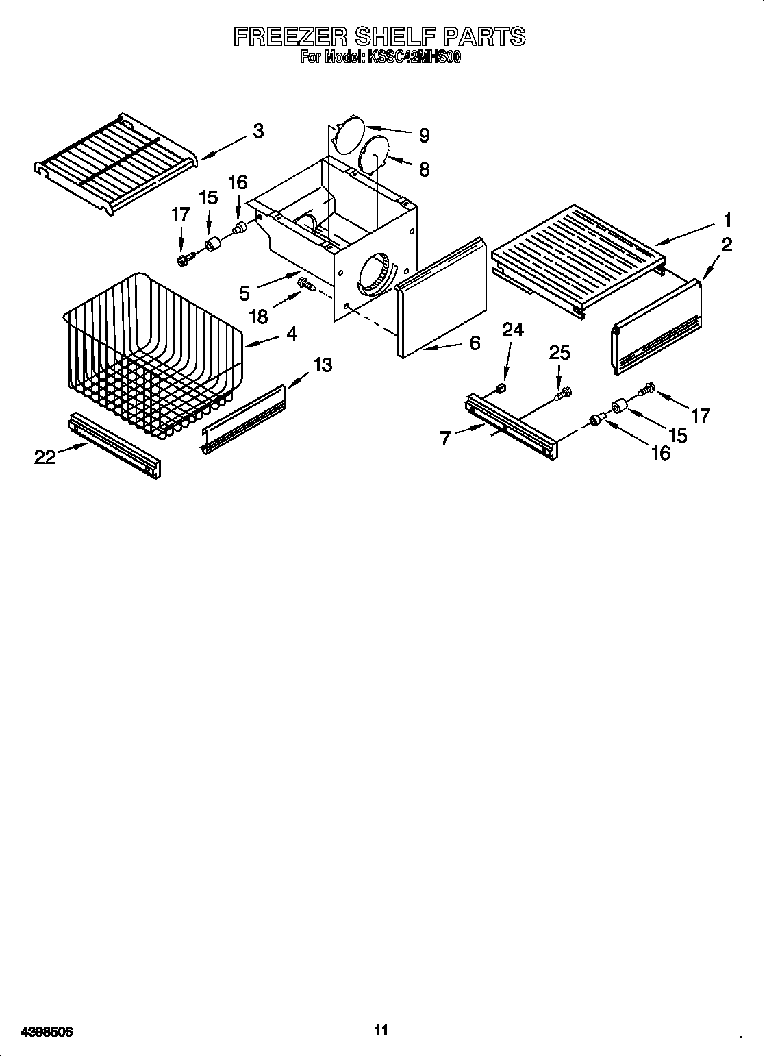 KitchenAid KSSC42MHS00 freezer shelf diagram