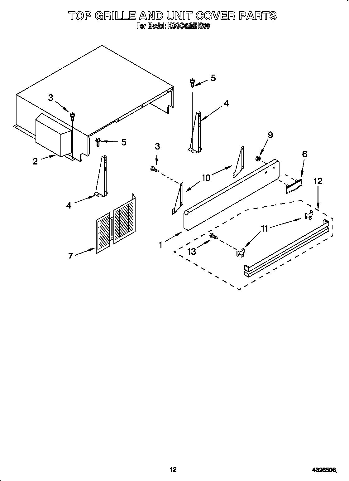 KitchenAid KSSC42MHS00 top grille and unit cover diagram