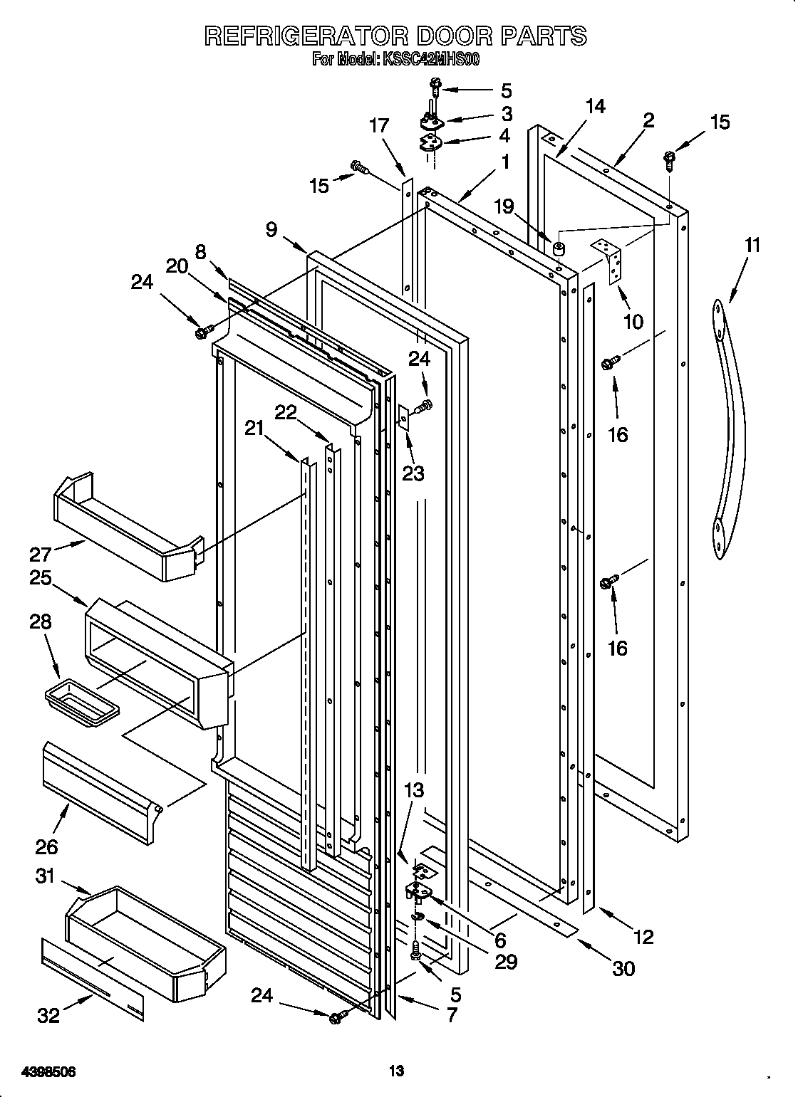 KitchenAid KSSC42MHS00 refrigerator door diagram